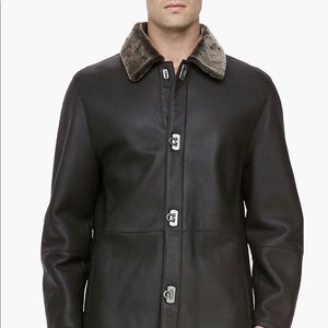 Salvatore Ferragamo Shearling Leather Coat Mens
